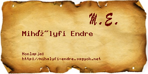 Mihályfi Endre névjegykártya